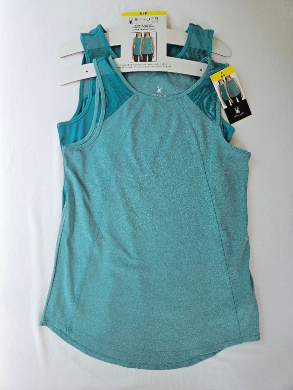 Set of 2 Spyder Teal Performance Tank Tops, NWT Size Small, Solid and Heathered